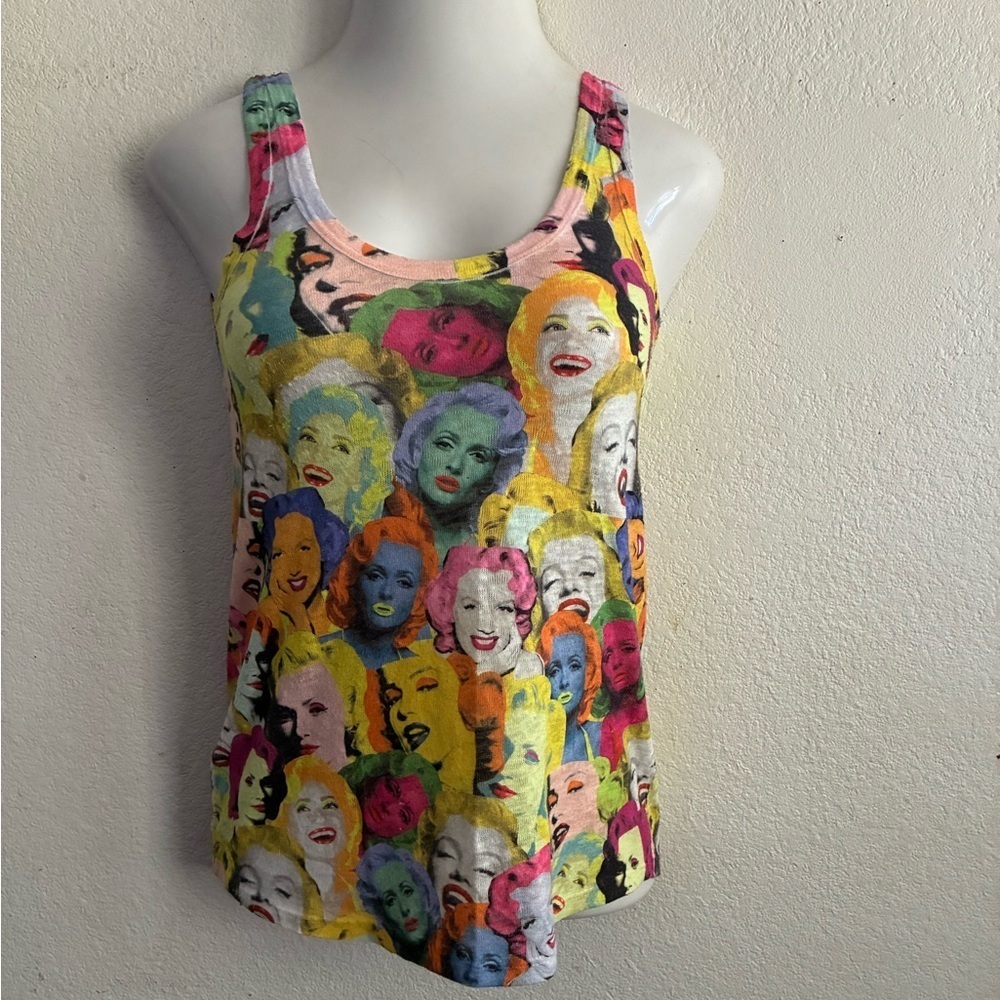 Vintage Marilyn Monroe  Pop Art Multicolor Colorful Graphic Women's Tank Top M